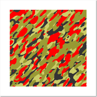 Olive Red Camouflage Posters and Art